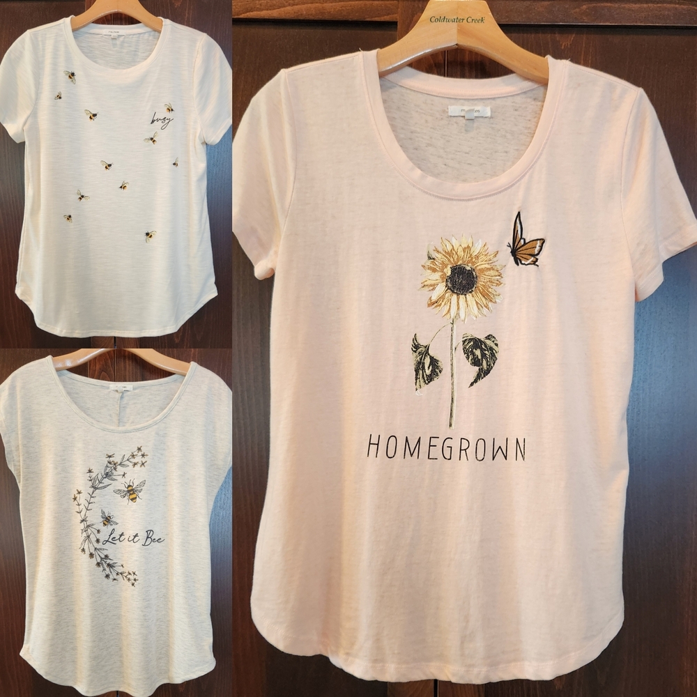 Maurices Cream Graphic Tee with Sunflower and Butterfly